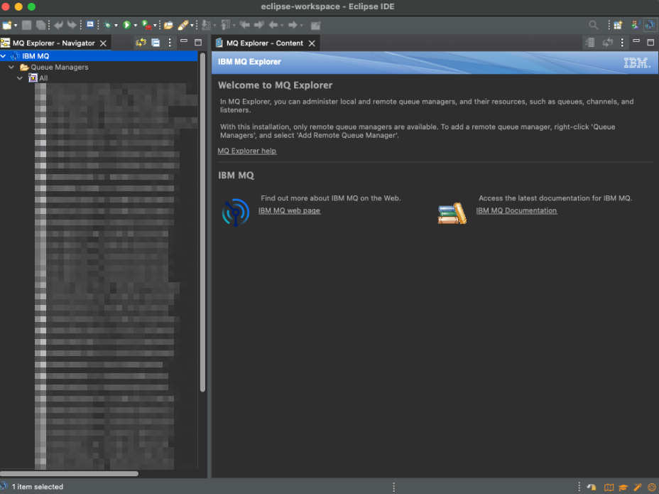 The MQ Explorer Navigator panel populated with an expanded list of Queue Managers after a successful import.